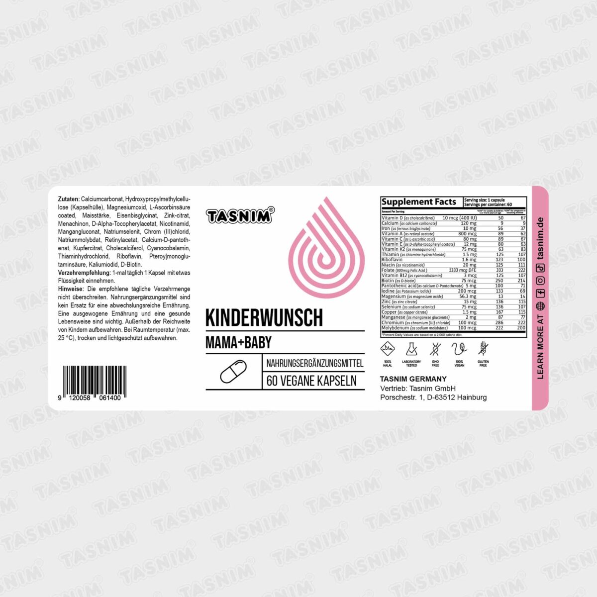 Mama + Baby (Kinderwunsch) - 60 Kapseln – Bild 2